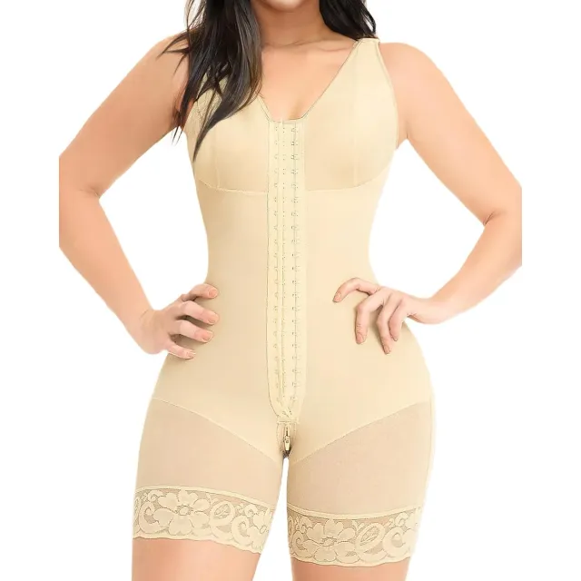 Corset One piece Enhanced Zipper Bottom Crotch Large Size Apricot - Shop at LoveMi