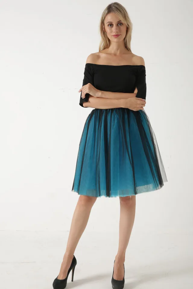 Women's Clothing European And American Mesh Pleated Bubble Skirt Blue - Shop at LoveMi