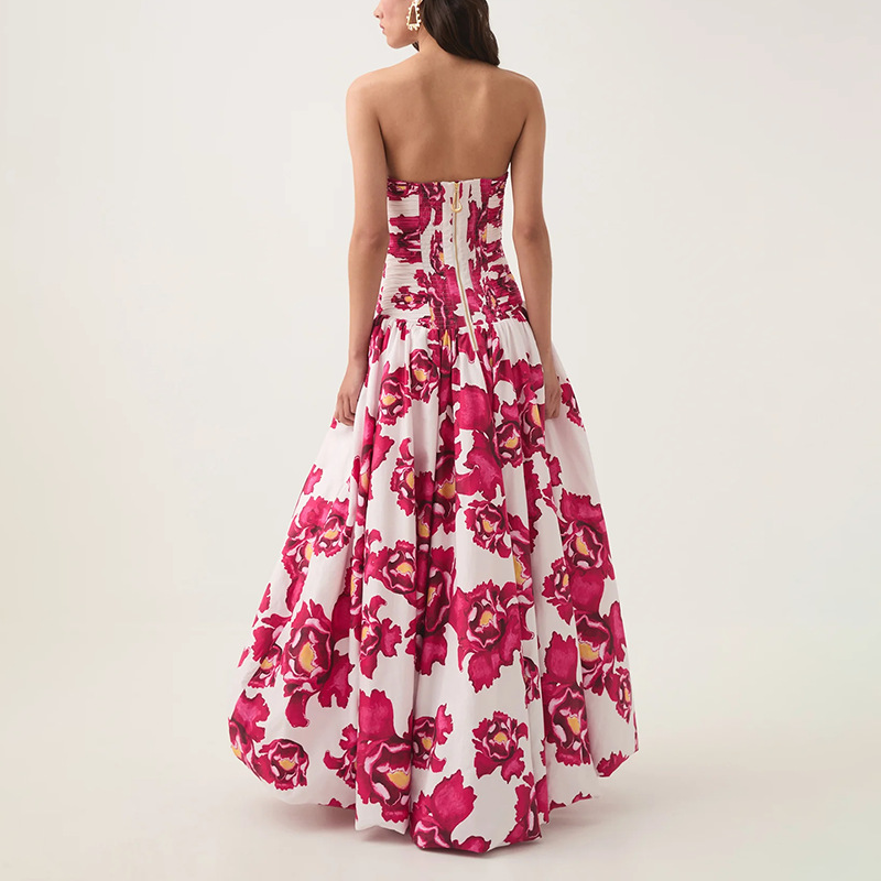 European And American Style Printed Tube Top Dress