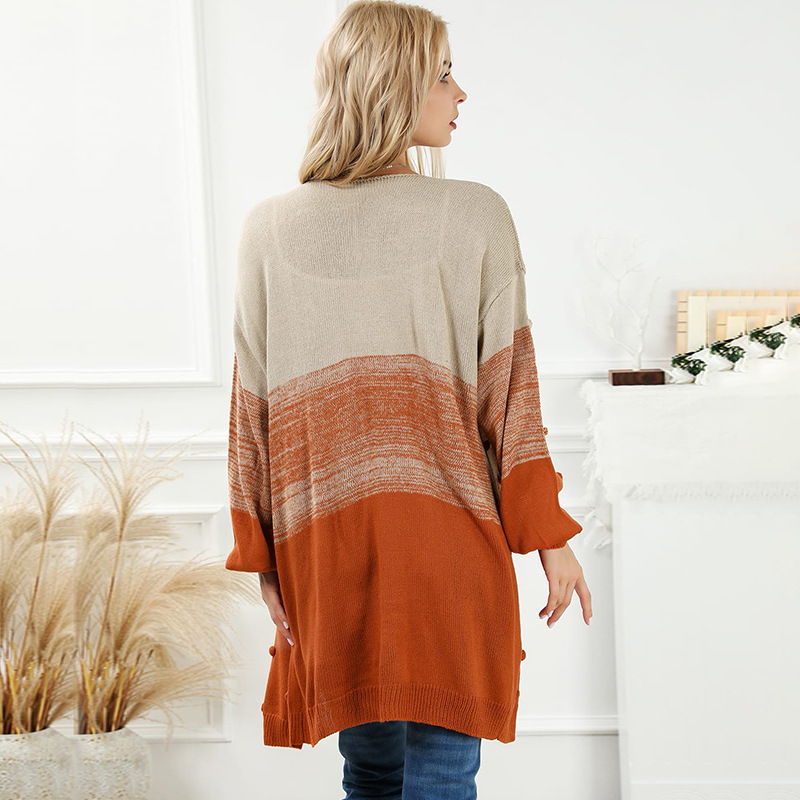 Gradient Color Loose Fashion Personalized Knitted Coat