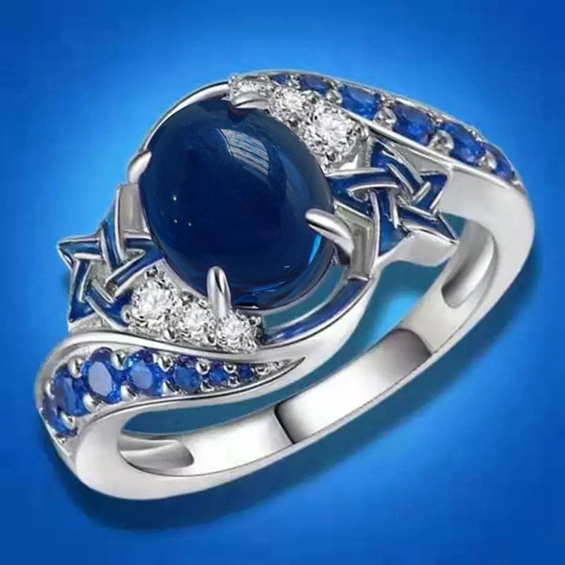 Y2K inspired Agate look Striped Star Ring