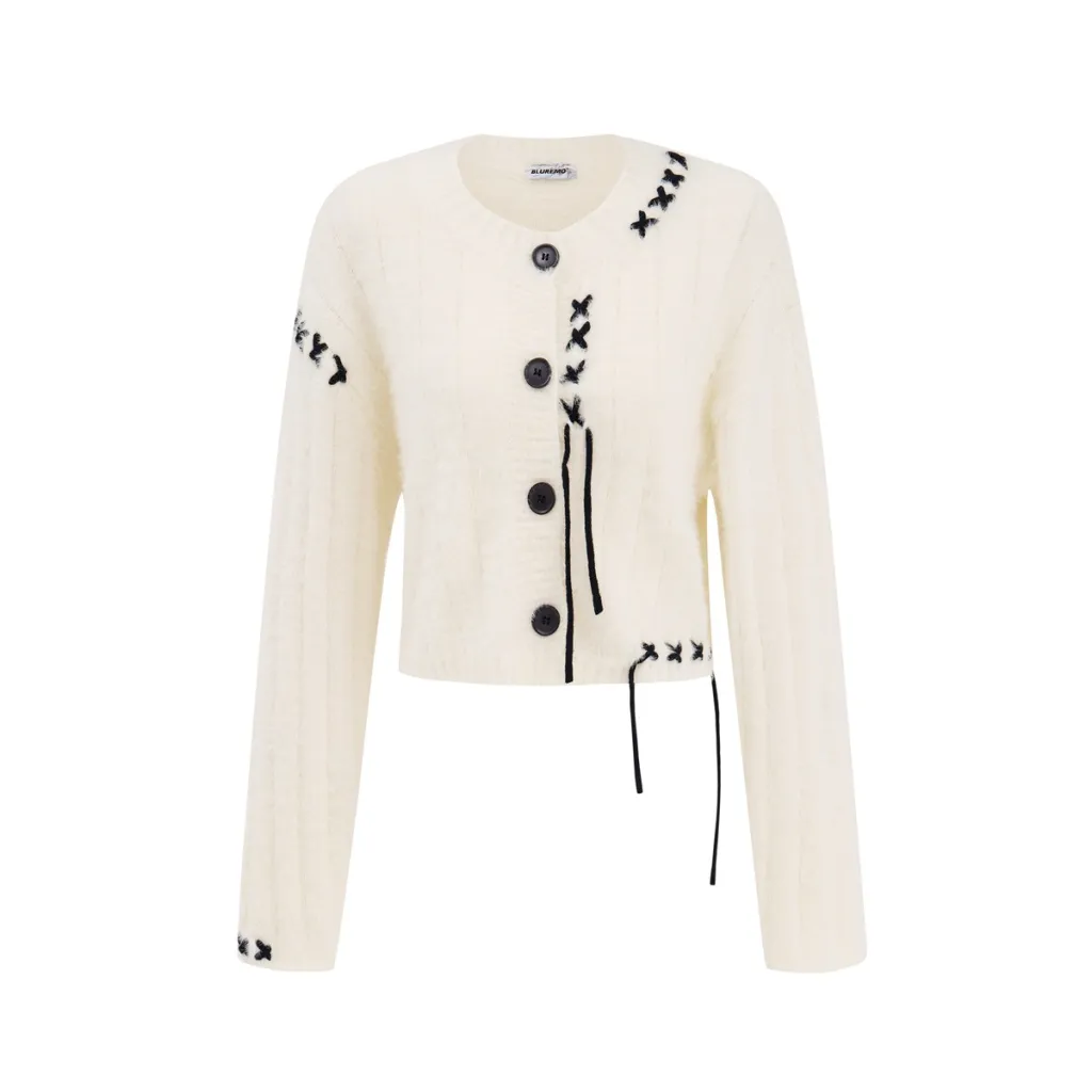 American-style Niche Design Plush Long-sleeved Sweater - Apricot