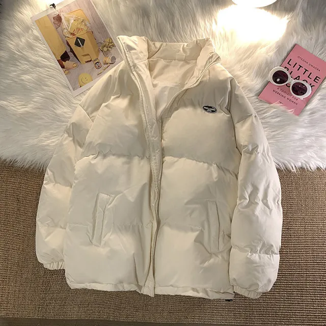 Loose Short Down Jacket Cotton Women's Coat 1905 Beige - Shop at LoveMi