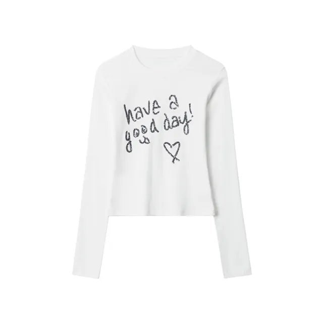 European And American Love Letter Sequin Embroidery Long Sleeve White - Shop at LoveMi