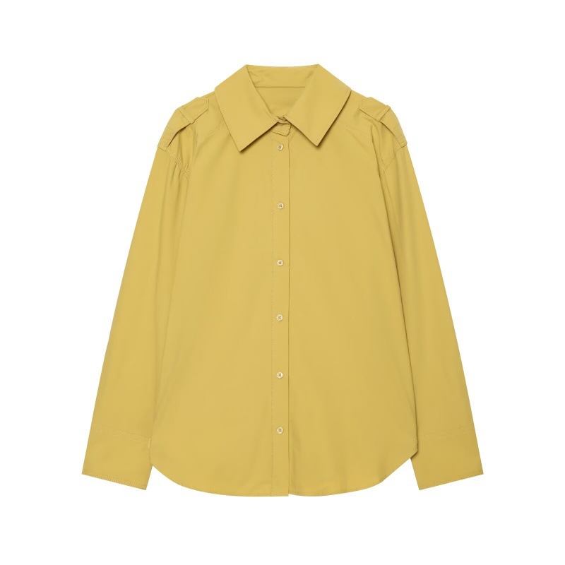 Long-sleeve Lapel-collar Trench Coat Style Shirt With A Draped Fabric