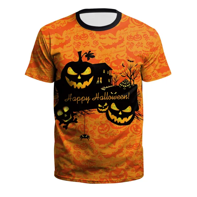 Women's Cartoon Pumpkin Casual Couple Digital Printed T shirt B395 1041 - Shop at LoveMi
