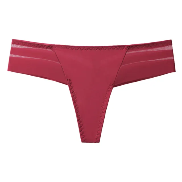 Women's Striped Sexy Lace Edge Seamless T back Wine Red - Shop at LoveMi