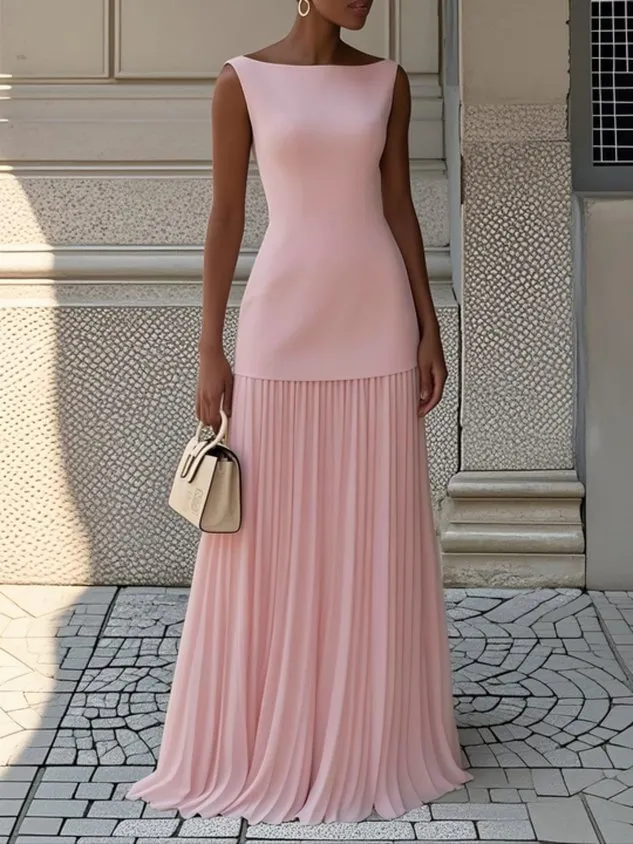 Solid Color Sleeveless Knitted Vest Sexy Slim Knit Dress Pink - Shop at LoveMi