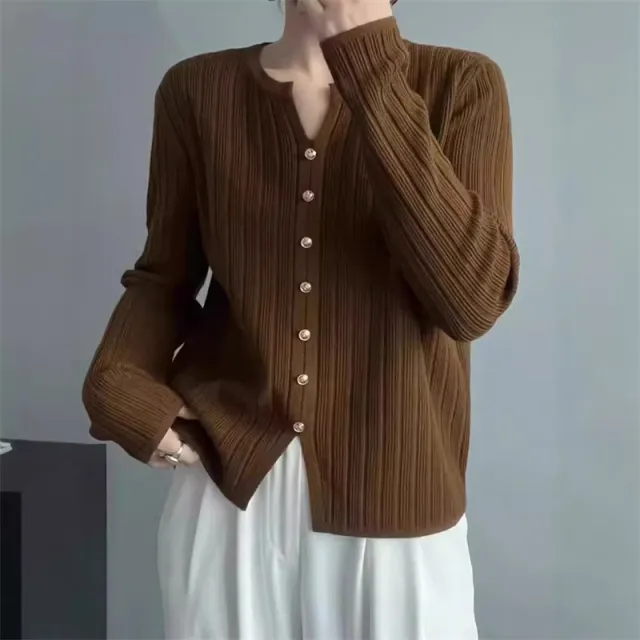 Women's Oversized Loose And Fashionable Round Neck Top Coffee Color - Shop at LoveMi