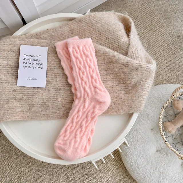 Fleece Lined Padded Warm Keeping Floor Home Sleeping Socks Light Pink - Shop at LoveMi