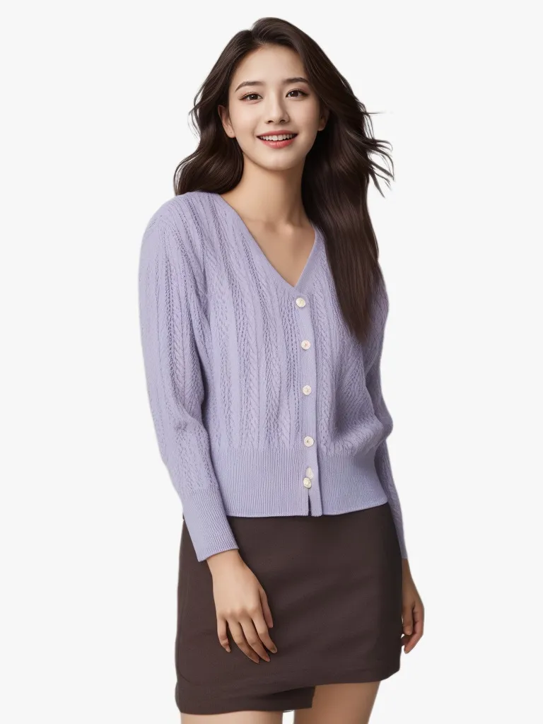 Temperament Women's Knitwear Loose Plus Size Solid Color - Lavender Purple