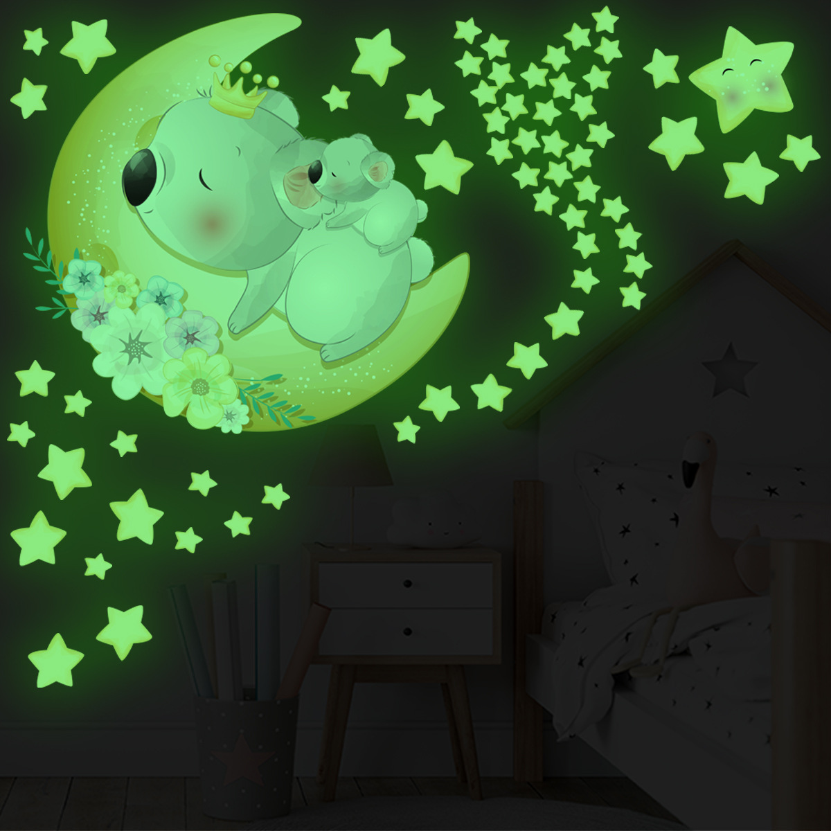 Title 8, Luminous Stars Cartoon Animal Living Room Bedro...