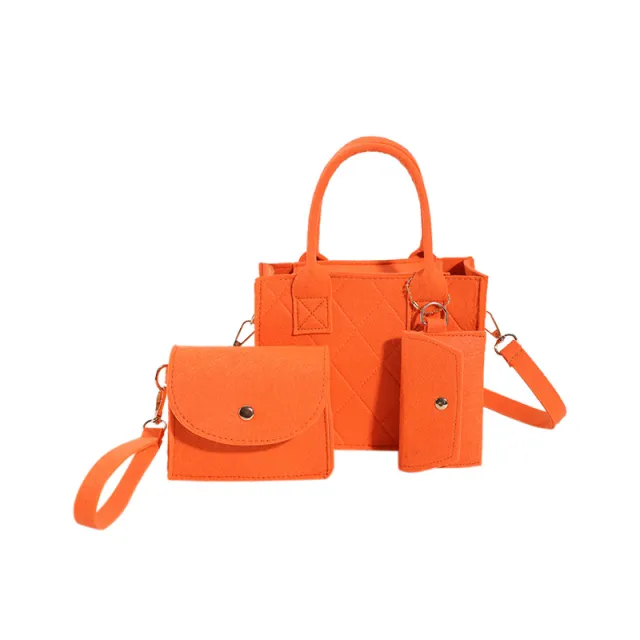 Felt Diamond Plaid Solid Color Portable Small Square Bag Orange - Shop at LoveMi