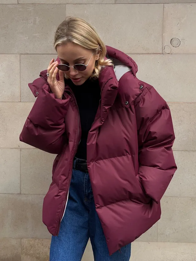 Women's Loose Cotton Coat Jacket Loose fitting Coat Top Wine Red - Shop at LoveMi