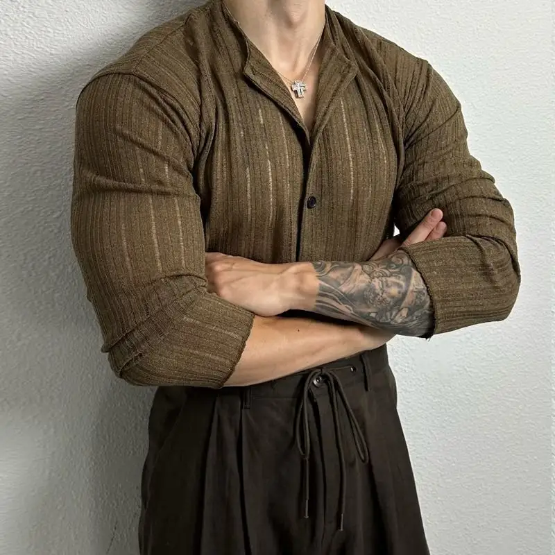 Solid Color Hollow Round Neck Cardigan