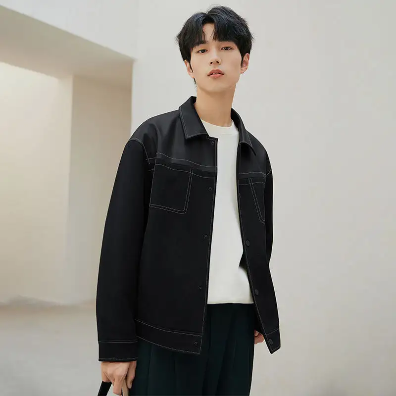 PU Leather Jacket Casual Handsome Men's Clothing