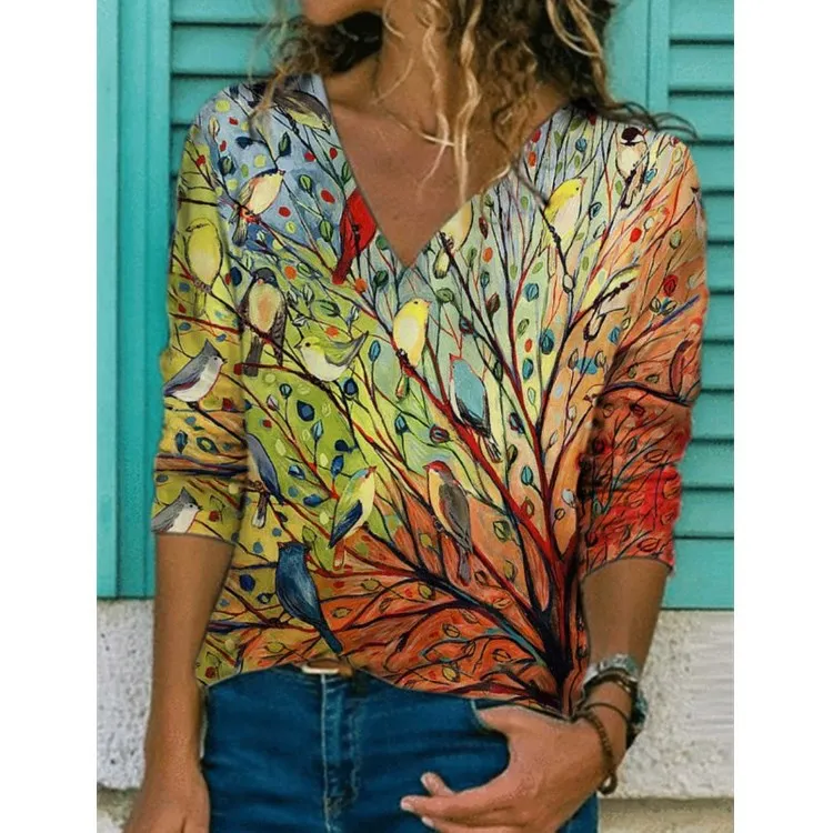 Street Popular Autumn And Winter New Women's Tops Printed Long Sleeve - Element 1-L