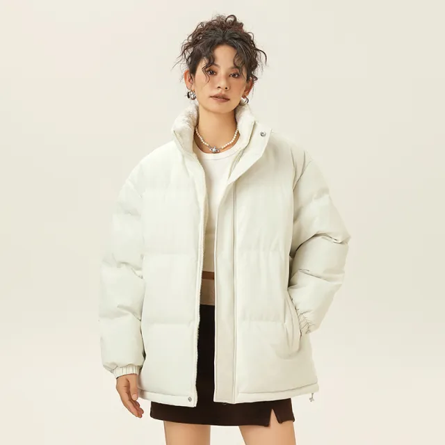 Casual Stand Collar Cotton padded Jacket Thickened Warm Coat Khaki - Shop at LoveMi