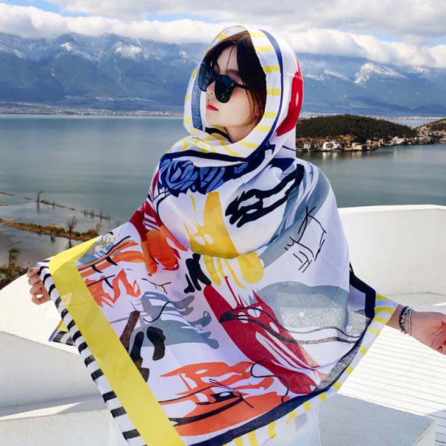 Women's Outer Scarf For Traveling In Western Sichuan Grassland Illustration - Shop at LoveMi