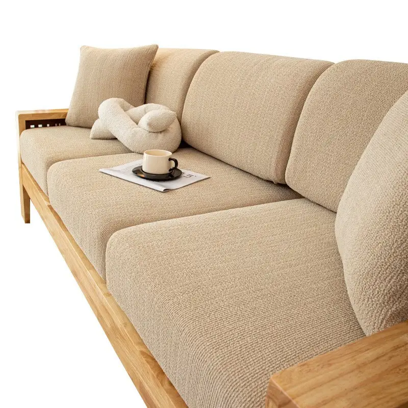 All-Season Solid Wood Sofa Full-Coverage Non-Slip Seat Cushion Cover