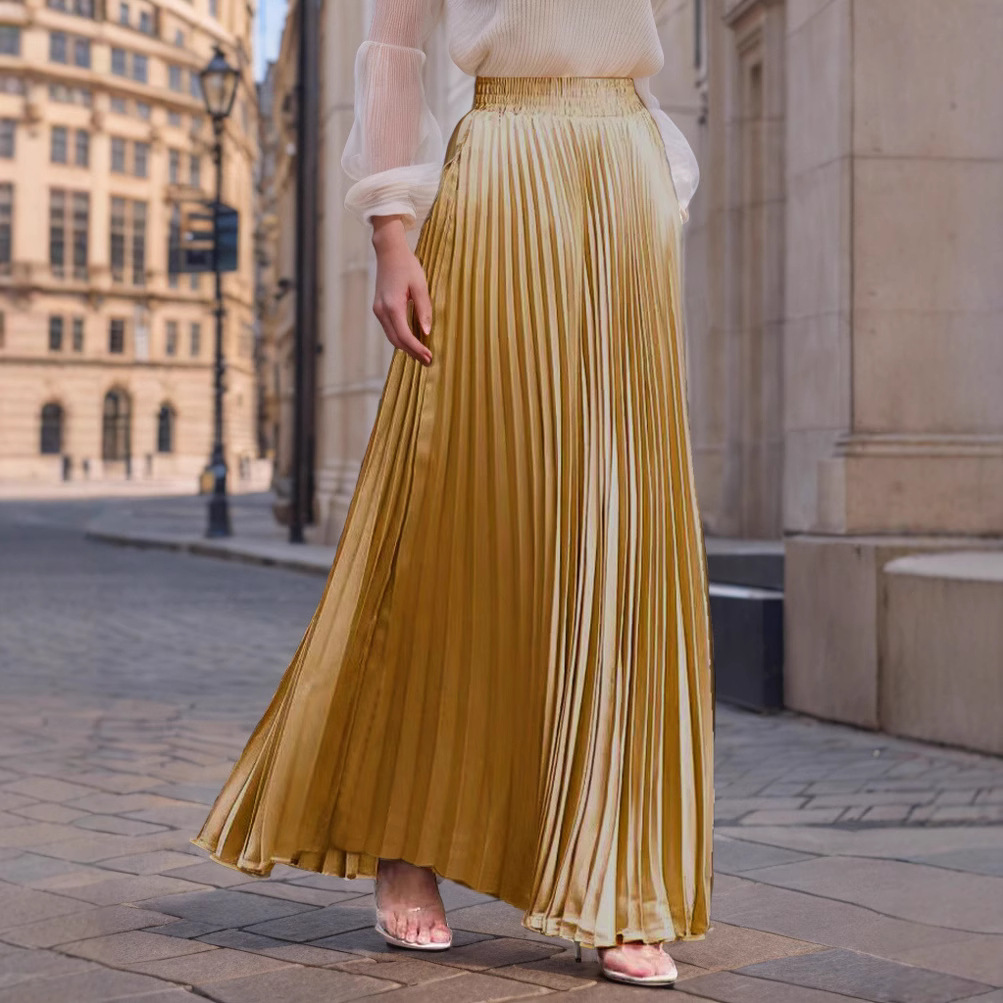 Womens Versatile High-waisted Solid-color Skirt