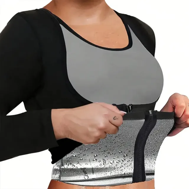 Waist Girdling Belly Contraction Tight Sportswear Long sleeve Zipper Women's Tops Silver - Shop at LoveMi