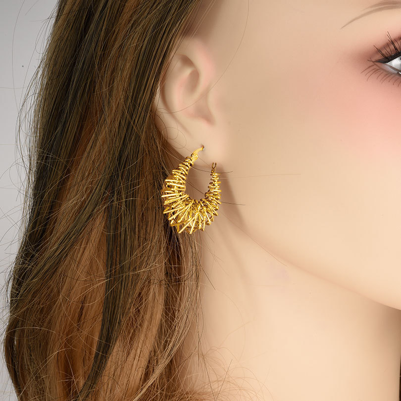 European And American Entry Lux Big Circle Earrings Women's High-grade Personalized Minority Design Geometric