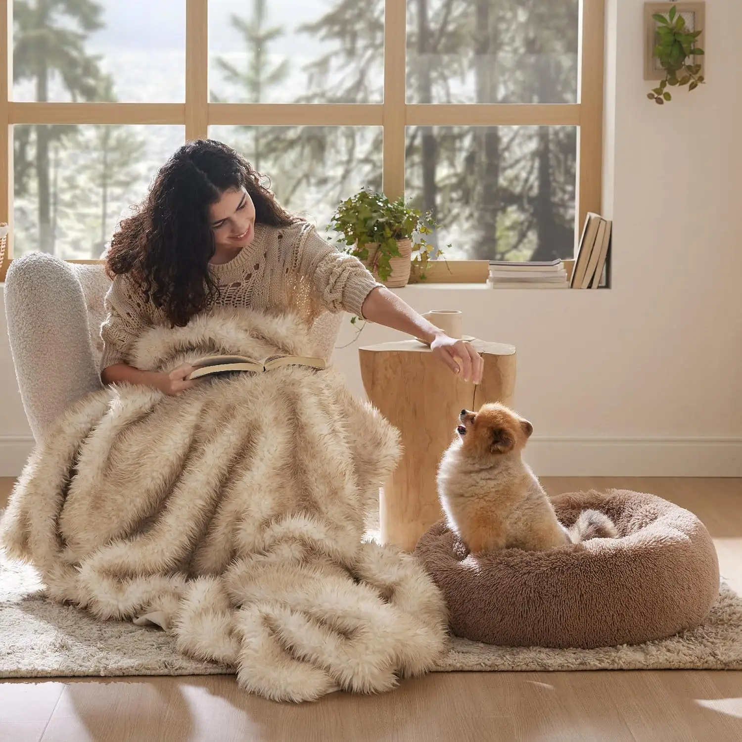 Indoor Solid Color Non-slip Round Fluffy Plush