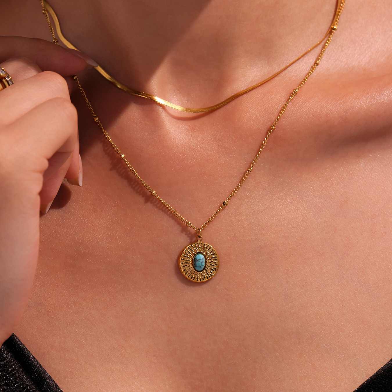 Natural Stone Pendant Necklace, Designer-style Necklace