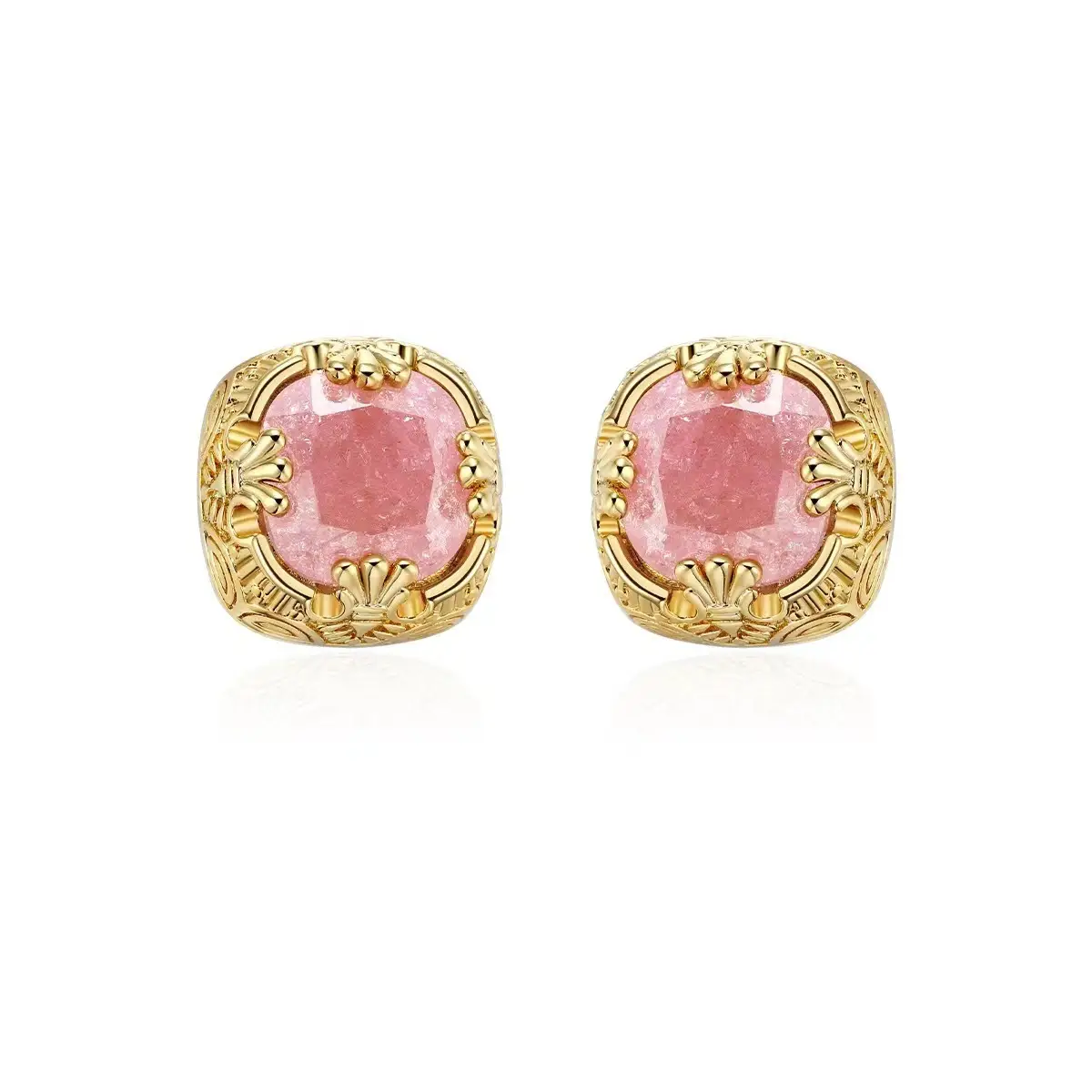 Retro Frosted Blossom Zircon Gilding Female Minority Design Earrings
