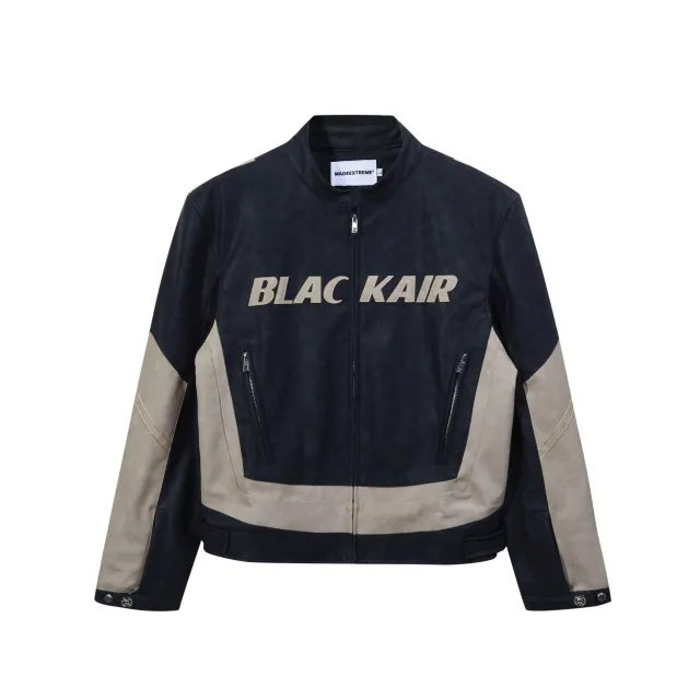 Street Tide Brand Men's Clothing Stitching Letter Coat Black - Shop at LoveMi
