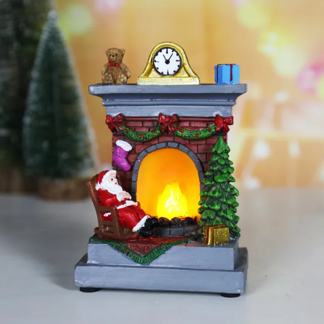 Christmas Resin Decorations Luminous Fireplace Small Night Lamp Decorative Ornaments Fireplace - Shop at LoveMi