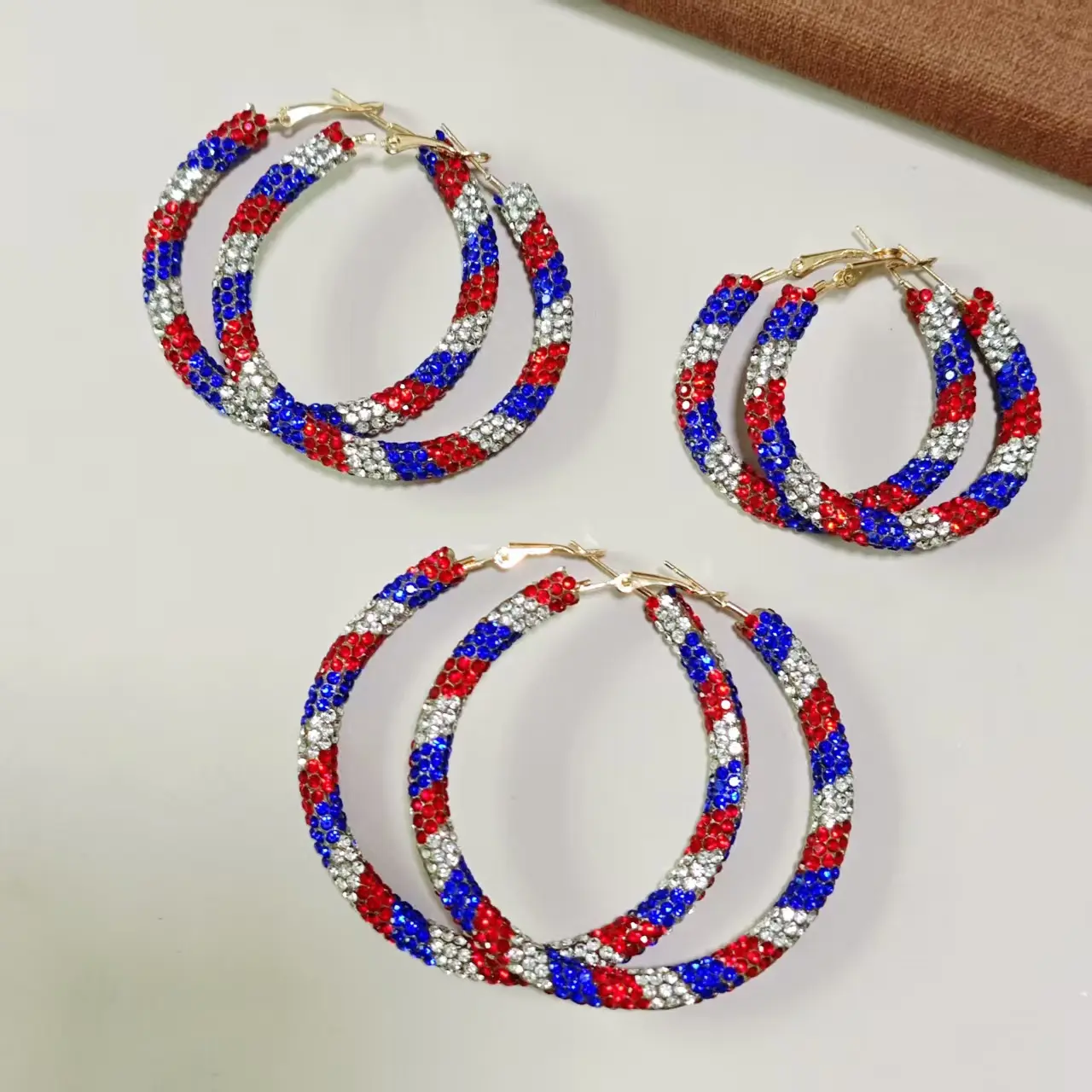 Exaggerated Fully Diamond-studded Sparkling Hoop Earrings