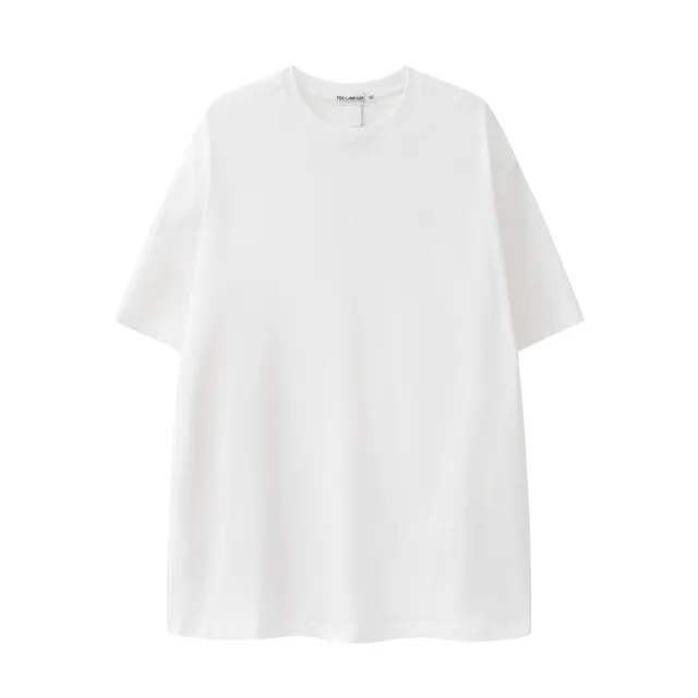 280g Pure Cotton Solid Color Short Sleeve American Casual Loose Shoulder T shirt White - Shop at LoveMi