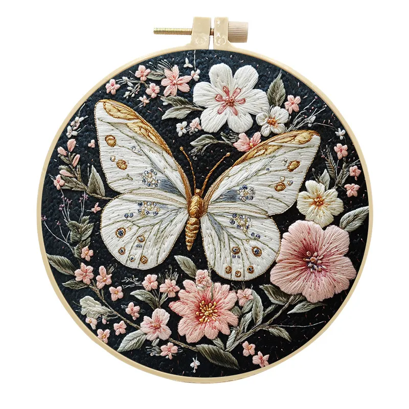 Embroidery Diy Butterfly Handmade Cloth Art Material Kit Kit - Butterfly No 1