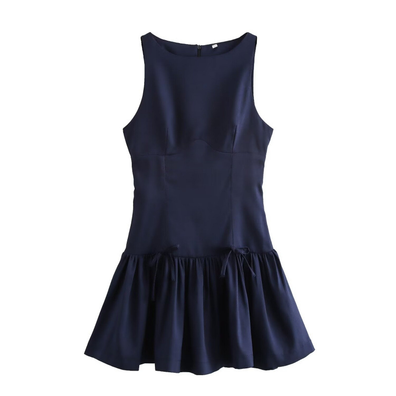 Lace up Vest style Casual Dress For Women Navy - Shop at LoveMi