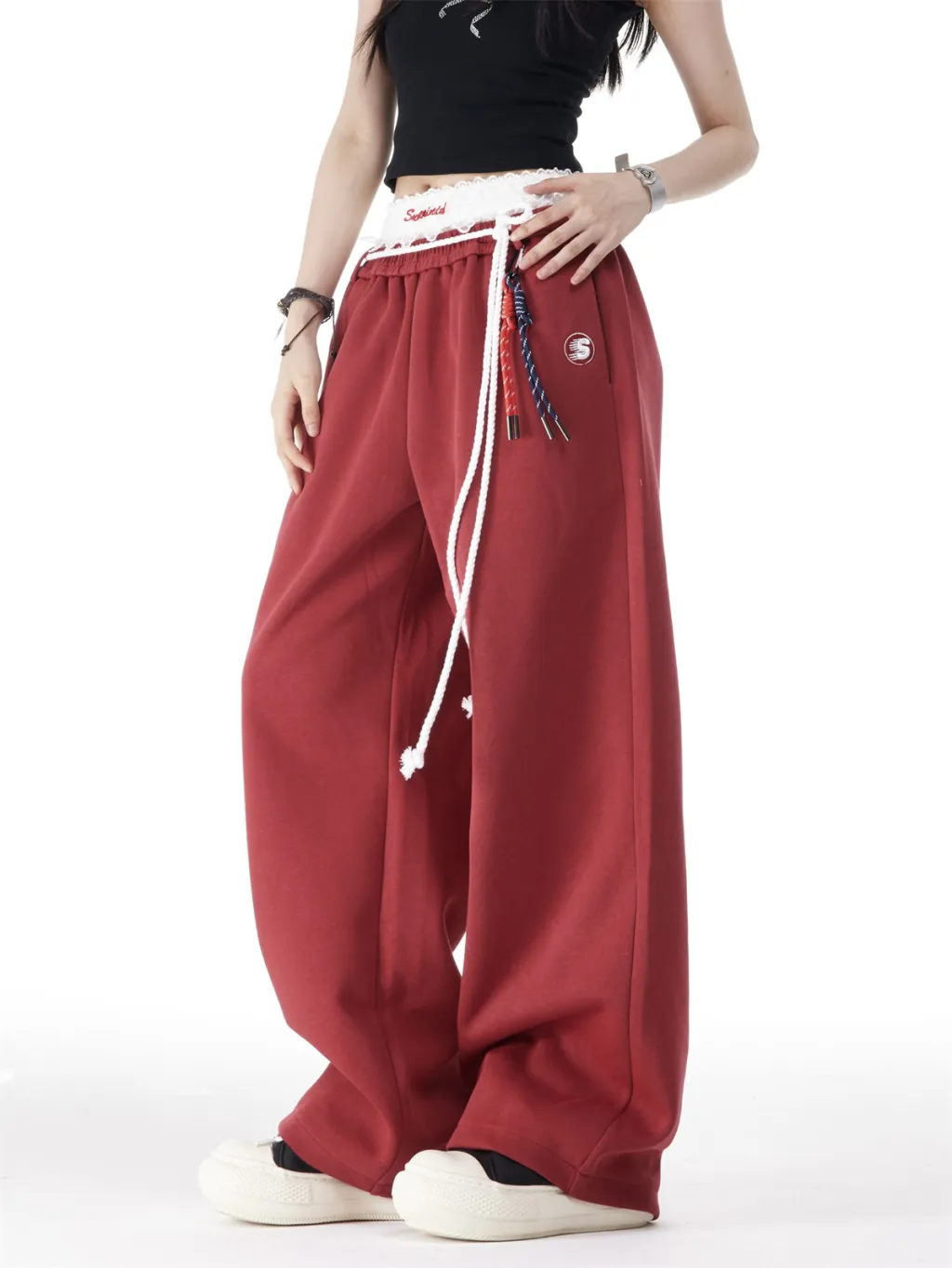 Dance Hip Hop Sports Sweatpants Straight Loose Hip-hop Trousers - Wine
