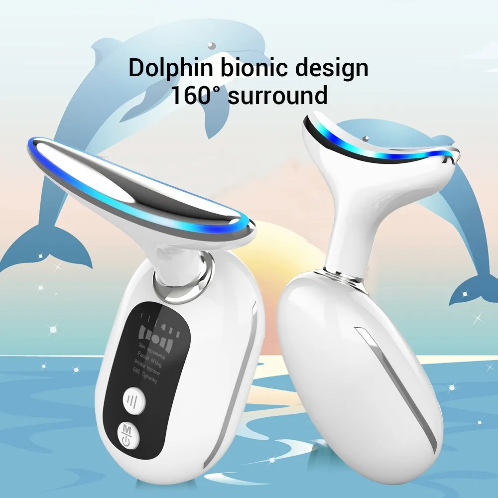 Neck Beauty Instrument Household Face Inductive Therapeutical Instrument Lifting Light Lines Neck Skin Rejuvenation Colour Light Micro Current - White