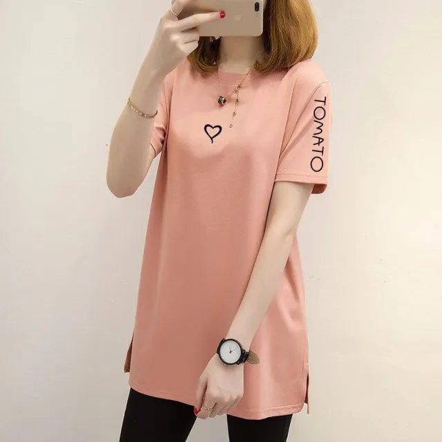 Women's Fashion Loose Printed Short sleeved Top Champagne Pink - Shop at LoveMi