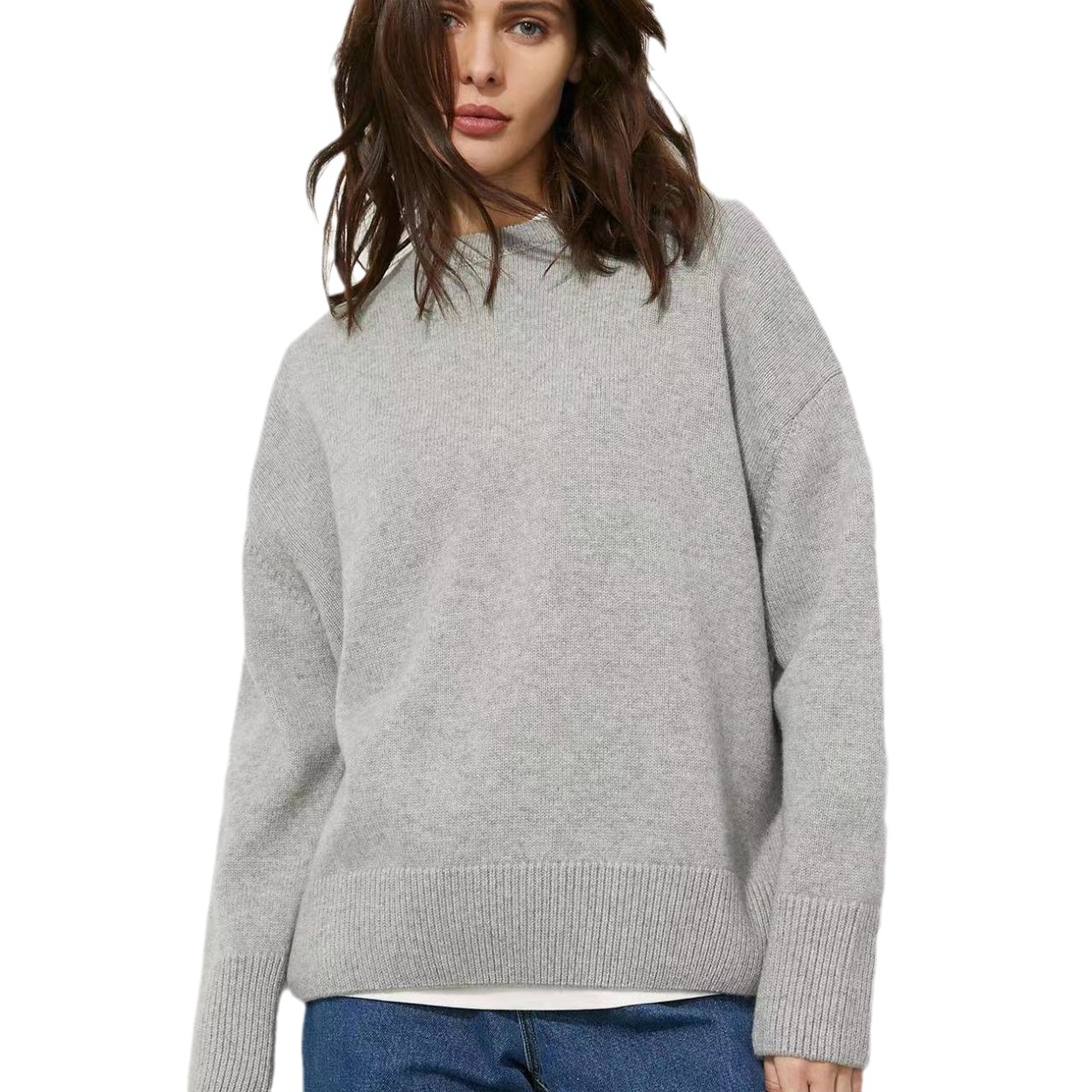 New autumn and winter round neck solid color pullover casual soft waxy sweater
