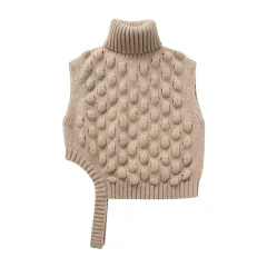 Fashion Simple Turtleneck Texture Knitted Short Vest - Picture Colour-S - View 1