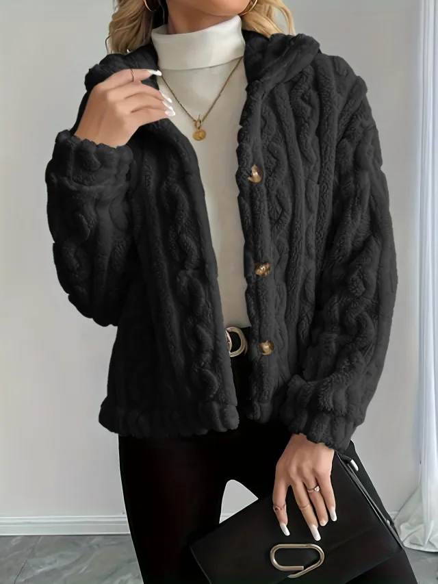 Fashion Plush Warm Women's Jacket Top Black - Shop at LoveMi