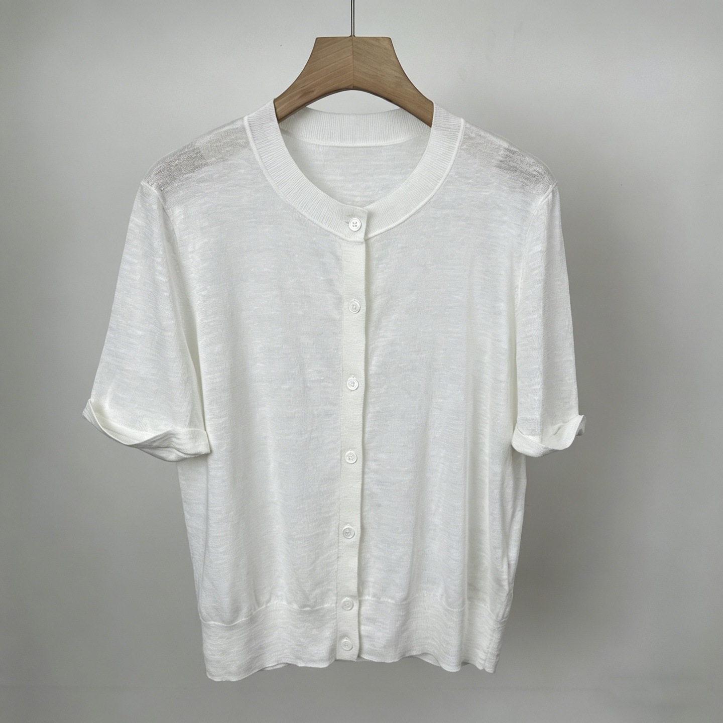 Linen Crew neck Knitted Casual All matching Top