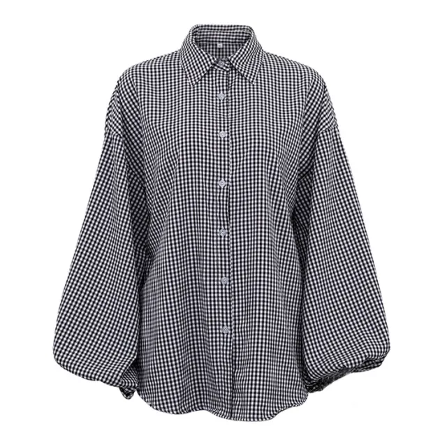Women's Long Sleeve Plaid Elegant Commuter's All matching Shirt Black - Shop at LoveMi