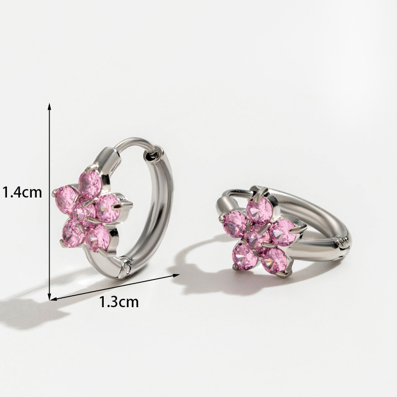 Titanium Steel Diamond Stainless Steel Love Pendant Flower Gas Earrings