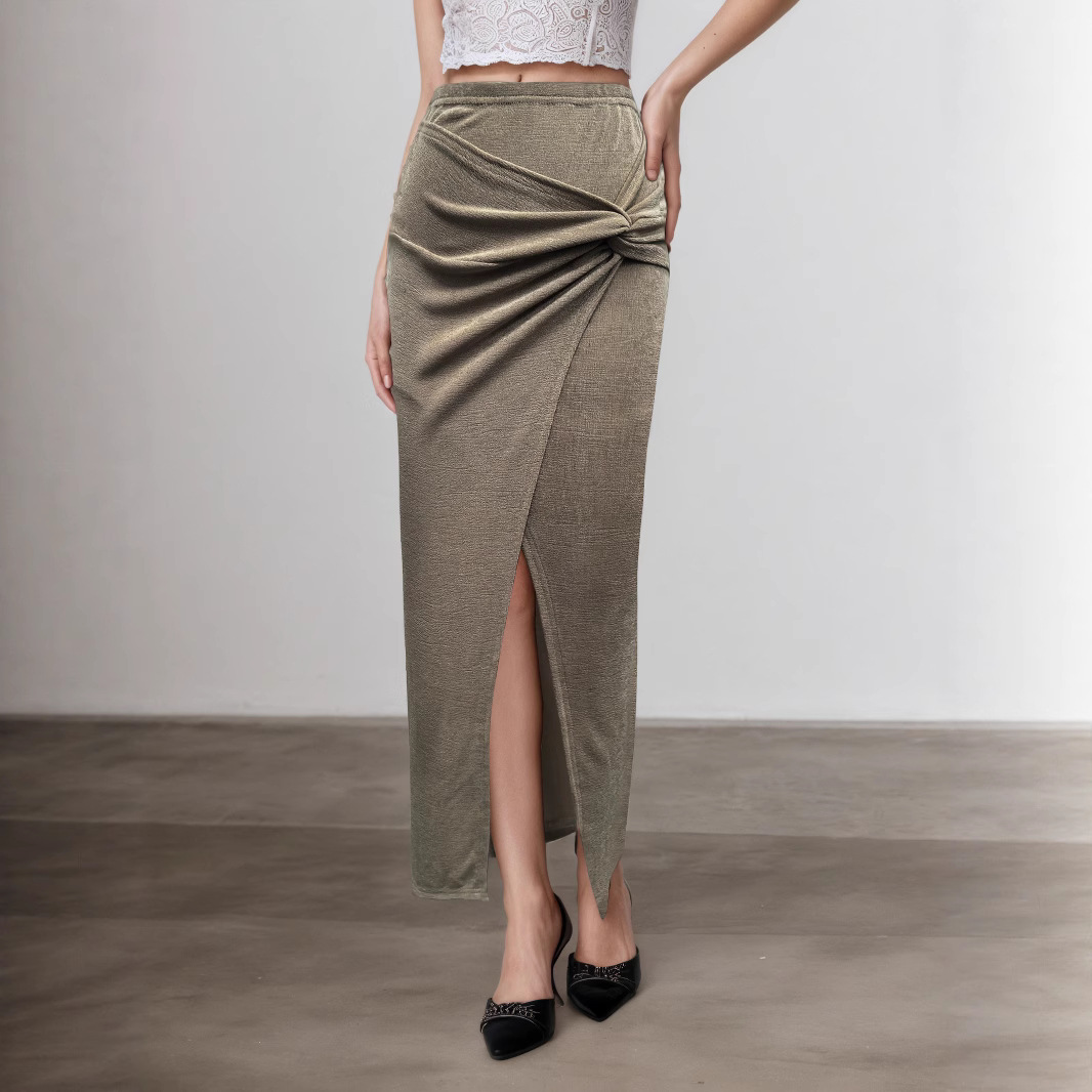 Fashionable Slim-fit Twisted Midi Skirt