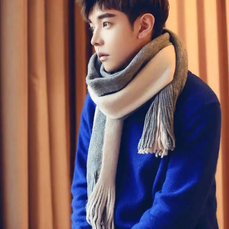 Men's and Women's Korean-style Cashmere Color Matching Scarf Solid