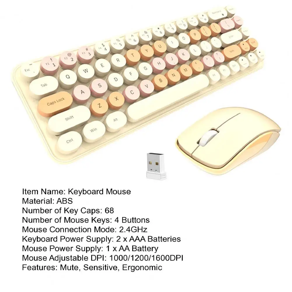 Wireless Keyboard And Mouse Set Small And Portable Lovely Female Office