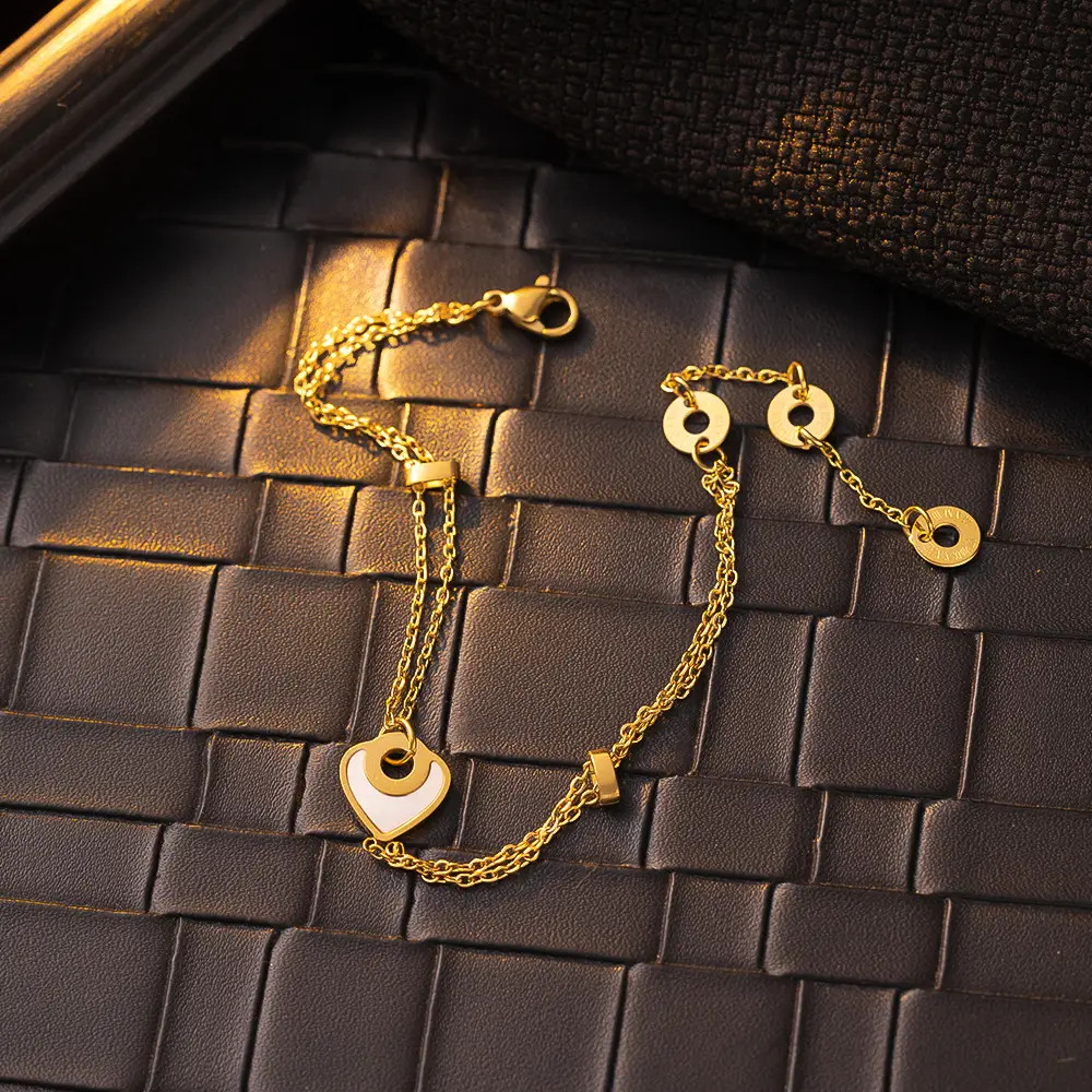 European And American Titanium Steel Heart Bracelet Women's 18K Gold Plated Light Luxury