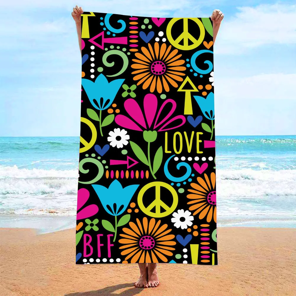 Printed Towel Seaside Vacation Beach Bath Towel - 64S-70X140 Mesh Bag Packaging